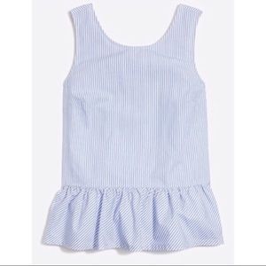 J. Crew Top Peplum Stripe Top Sleeveless Blue L